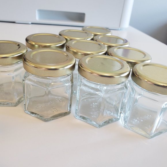 Cornucopia 10 Mini Hexagon Glass Jars, 1.5oz Hex Jars - Picture 4 of 7